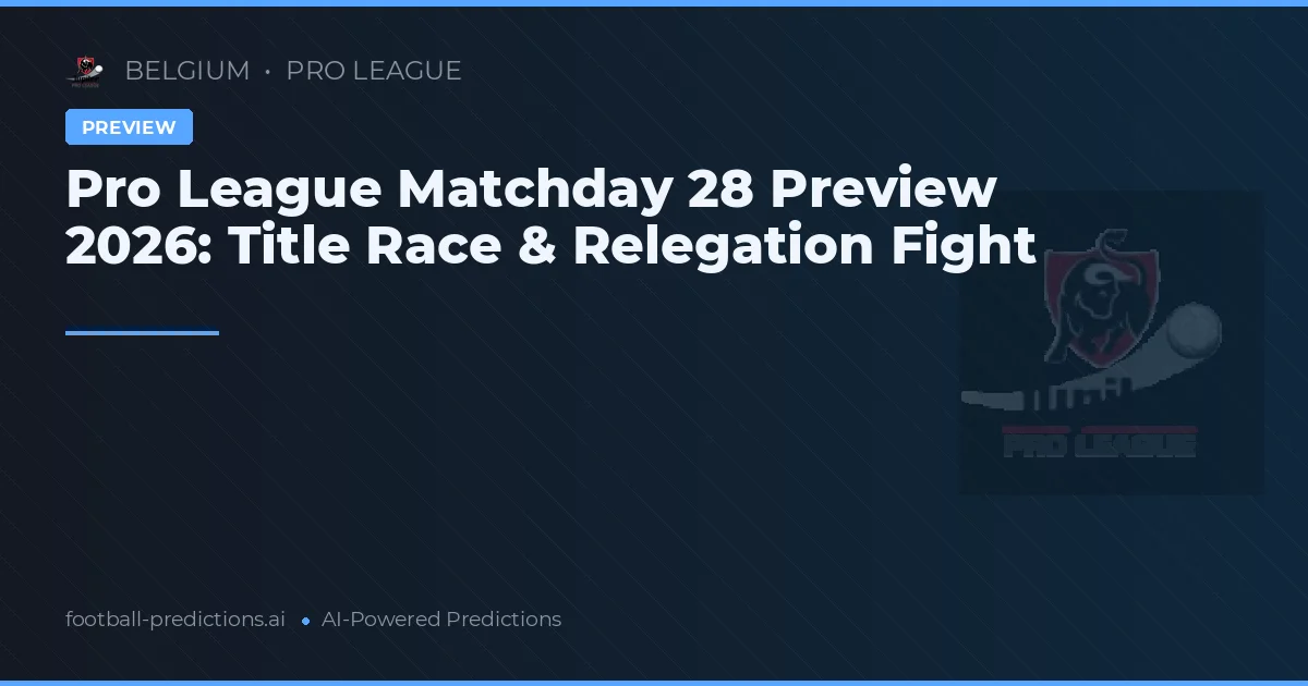 Pro League Matchday 28 Preview 2026: Title Race & Relegation Fight