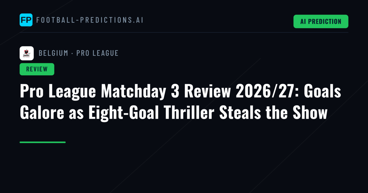 Pro League Matchday 3 Review 2026/27: Goals Galore as Eight-Goal Thriller Steals the Show