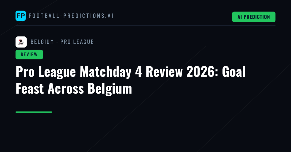Pro League Matchday 4 Review 2026: Goal Feast Across Belgium