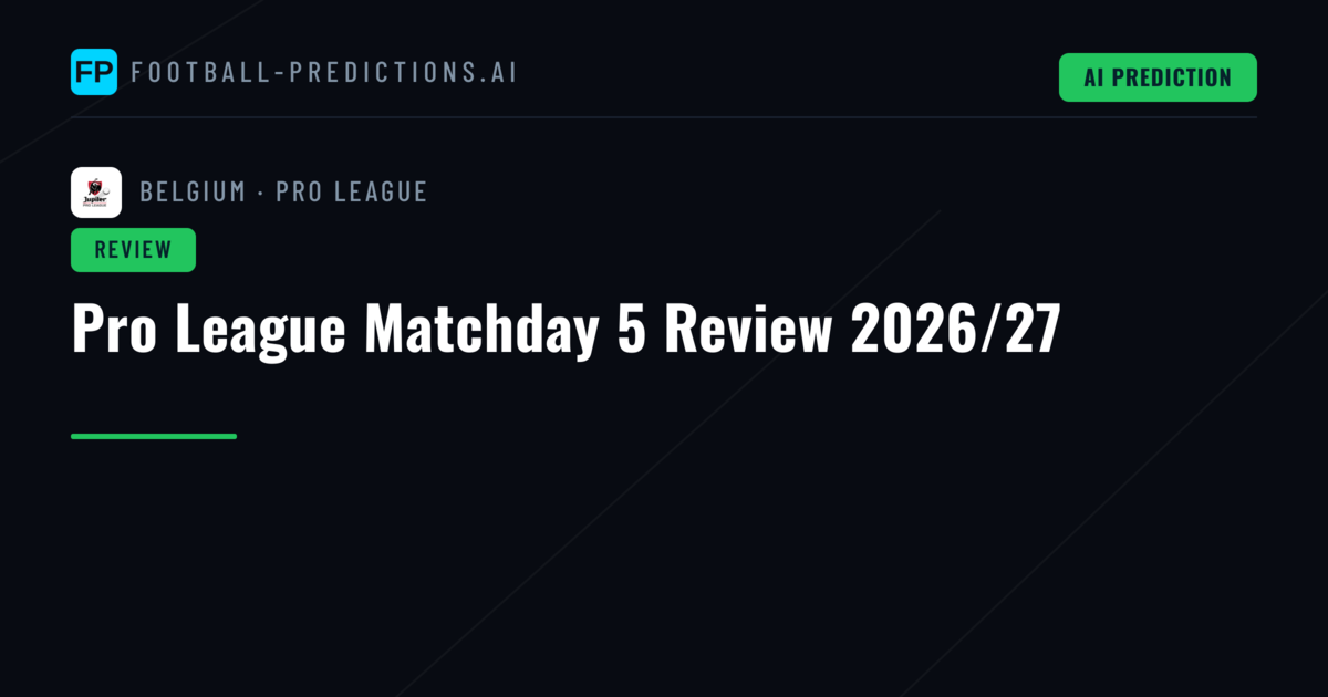 Pro League Matchday 5 Review 2026/27