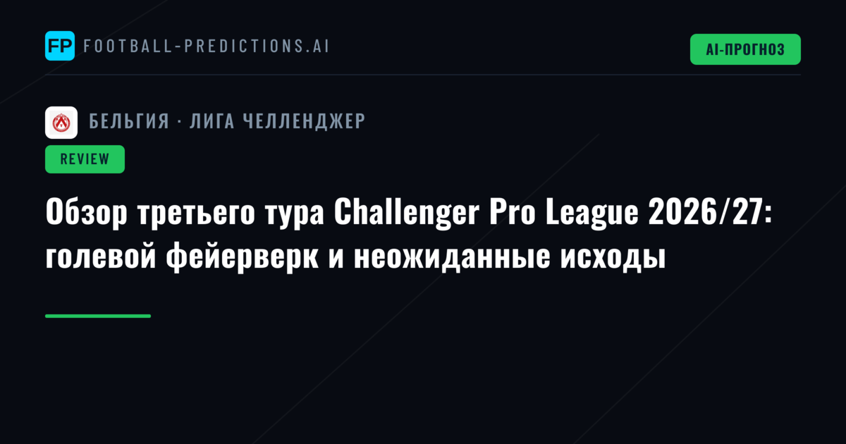 Обзор третьего тура Challenger Pro League 2026/27: голевой фейерверк и неожиданные исходы