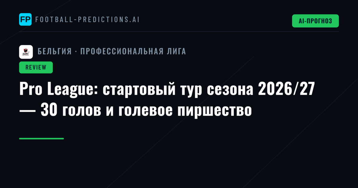 Pro League: стартовый тур сезона 2026/27 — 30 голов и голевое пиршество