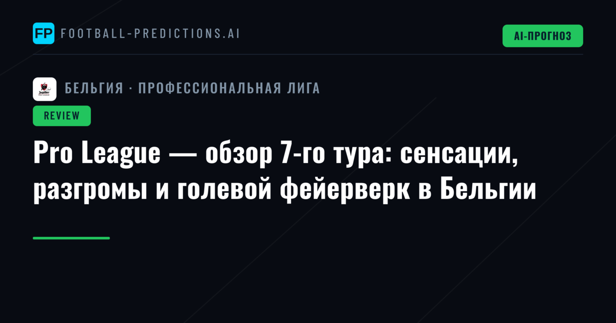 Pro League — обзор 7-го тура: сенсации, разгромы и голевой фейерверк в Бельгии