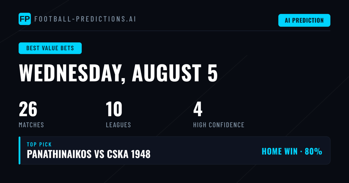 Top Best Value Bets Picks for 5 Aug 2026