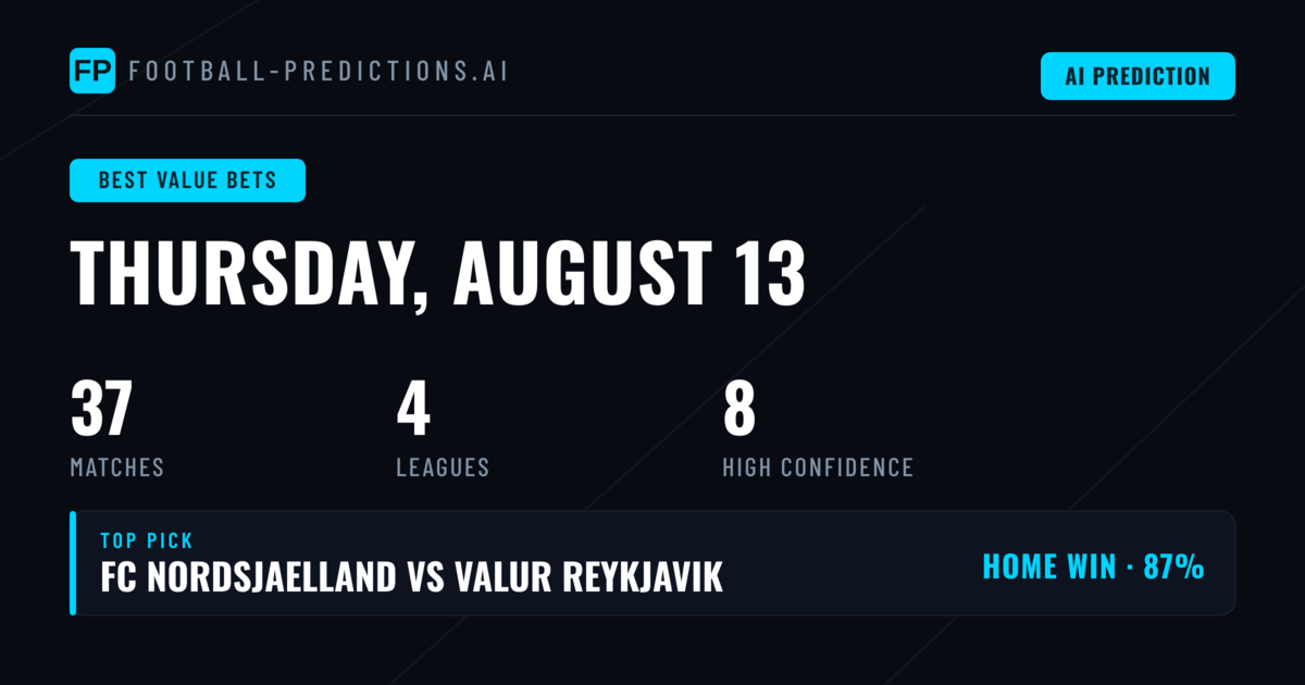 Top Best Value Bets Picks for 13 Aug 2026