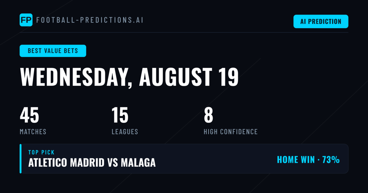 Top Best Value Bets Picks for 19 Aug 2026