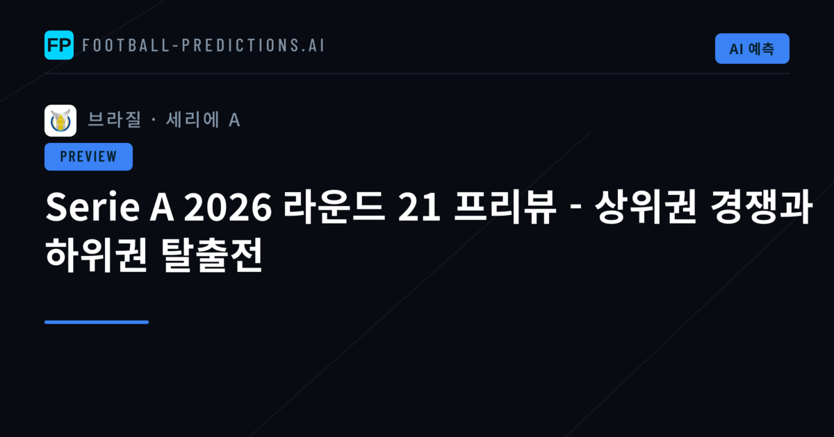Serie A 2026 라운드 21 프리뷰 - 상위권 경쟁과 하위권 탈출전