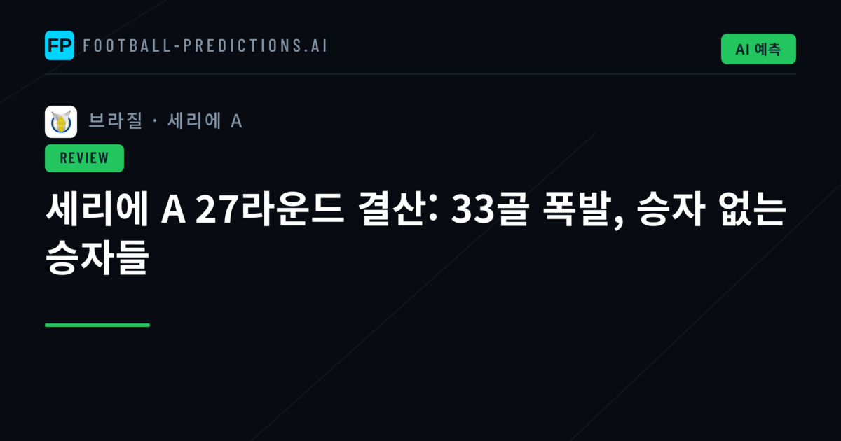 세리에 A 27라운드 결산: 33골 폭발, 승자 없는 승자들