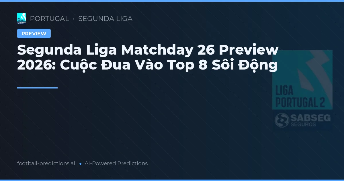 Segunda Liga Matchday 26 Preview 2026: Cuộc Đua Vào Top 8 Sôi Động