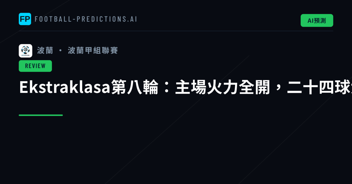 Ekstraklasa第八輪：主場火力全開，二十四球大混戰
