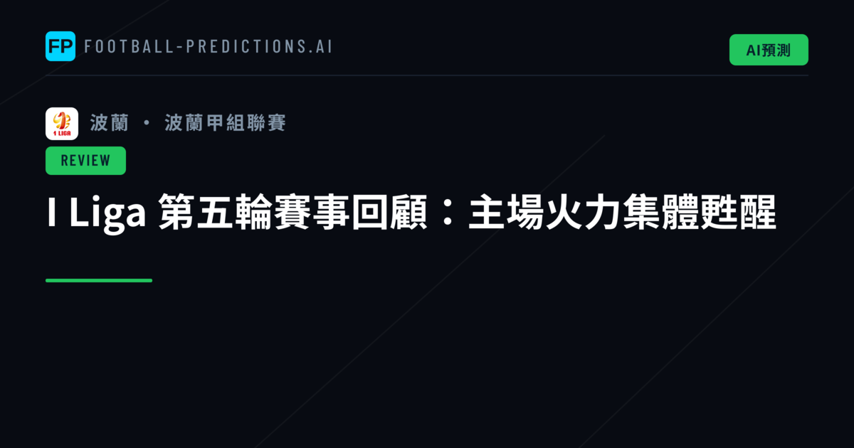 I Liga 第五輪賽事回顧：主場火力集體甦醒