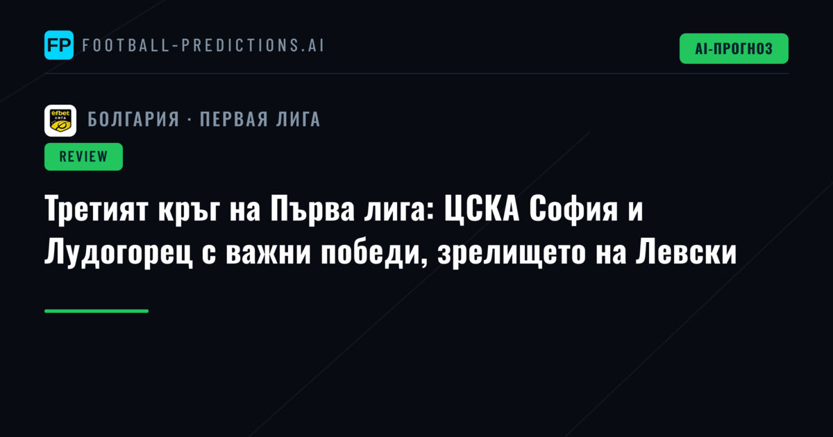 Третият кръг на Първа лига: ЦСКА София и Лудогорец с важни победи, зрелището на Левски