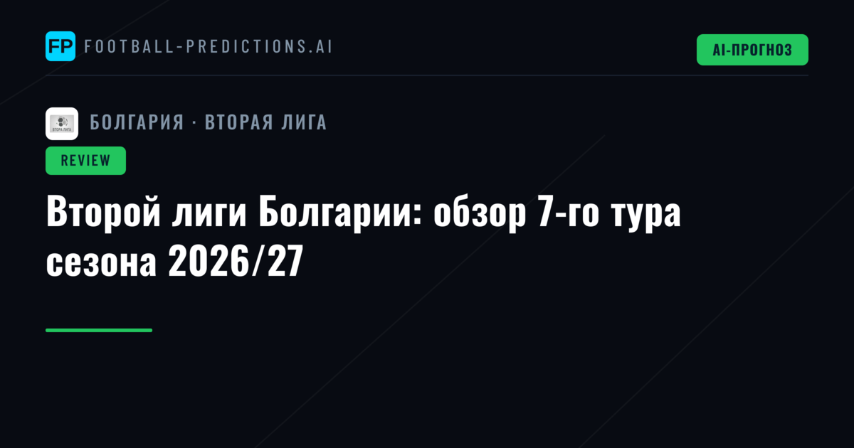 Второй лиги Болгарии: обзор 7-го тура сезона 2026/27