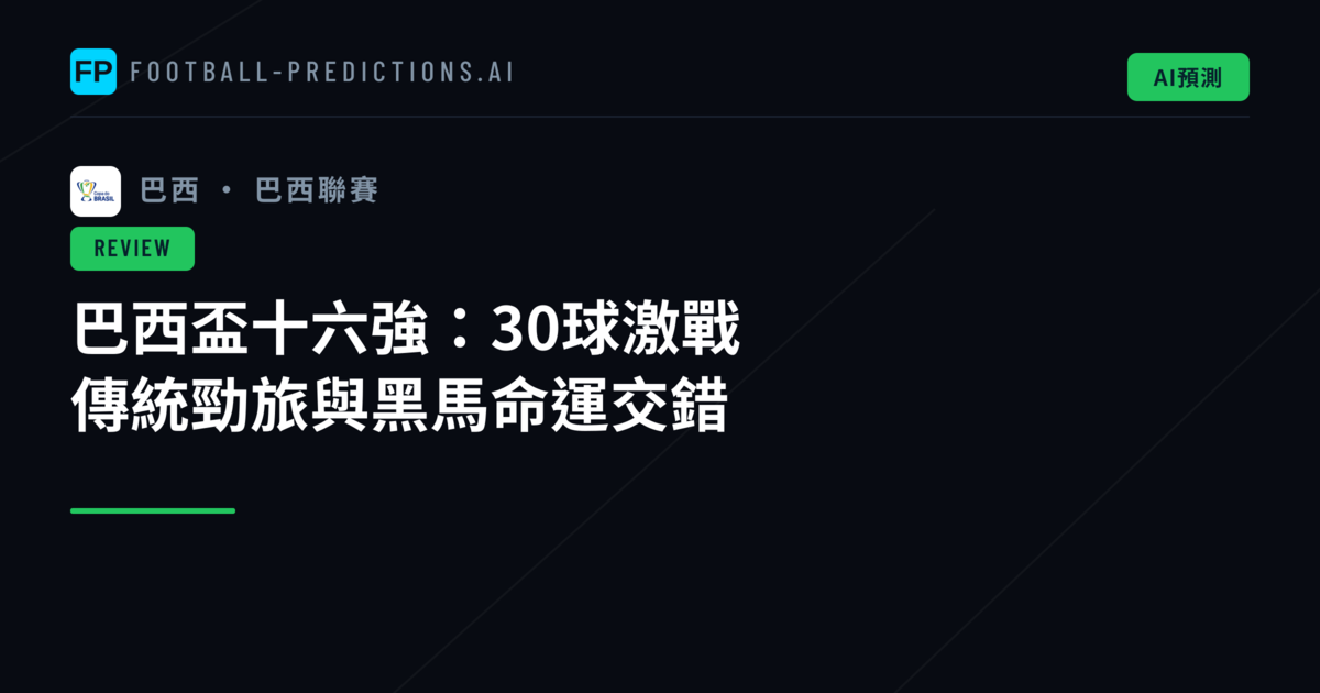 巴西盃十六強：30球激戰　傳統勁旅與黑馬命運交錯