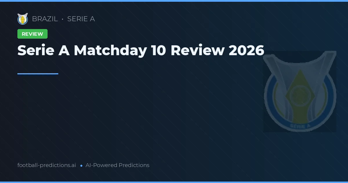 Serie A Matchday 10 Review 2026