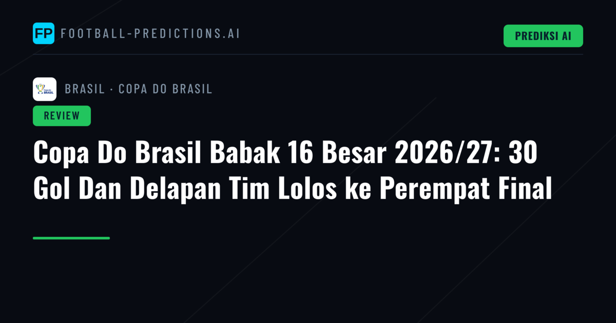 Copa Do Brasil Babak 16 Besar 2026/27: 30 Gol Dan Delapan Tim Lolos ke Perempat Final