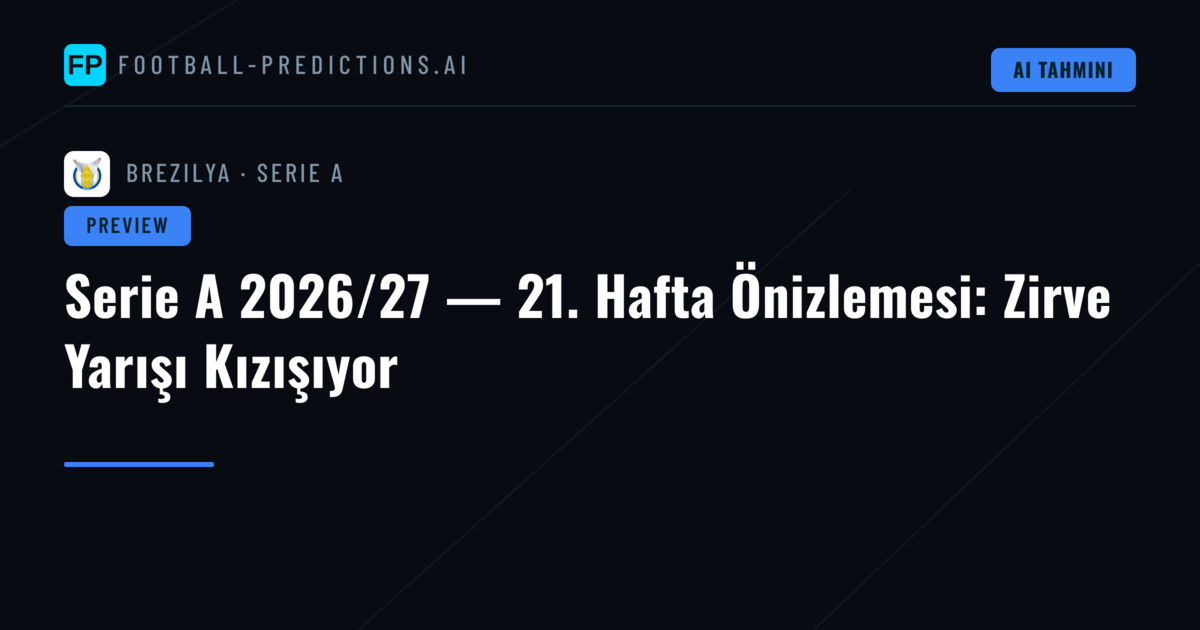 Serie A 2026/27 — 21. Hafta Önizlemesi: Zirve Yarışı Kızışıyor