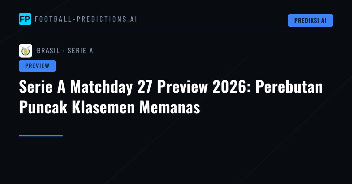Serie A Matchday 27 Preview 2026: Perebutan Puncak Klasemen Memanas