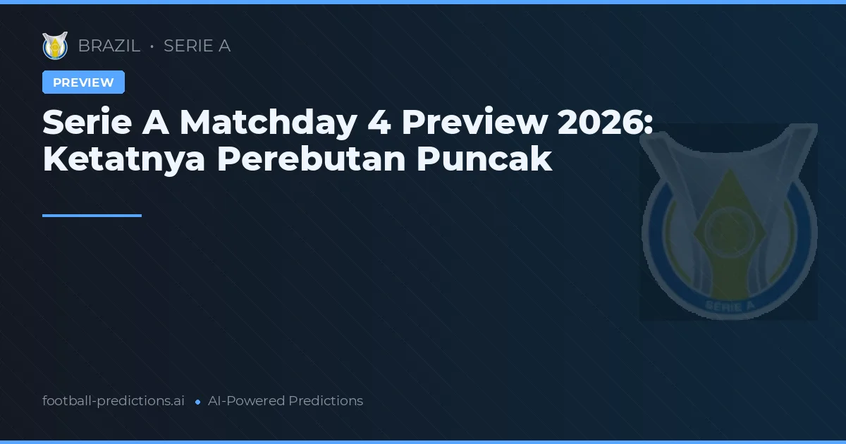 Serie A Matchday 4 Preview 2026: Ketatnya Perebutan Puncak