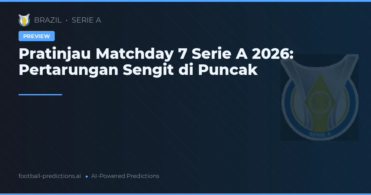 Pratinjau Matchday 7 Serie A 2026: Pertarungan Sengit di Puncak