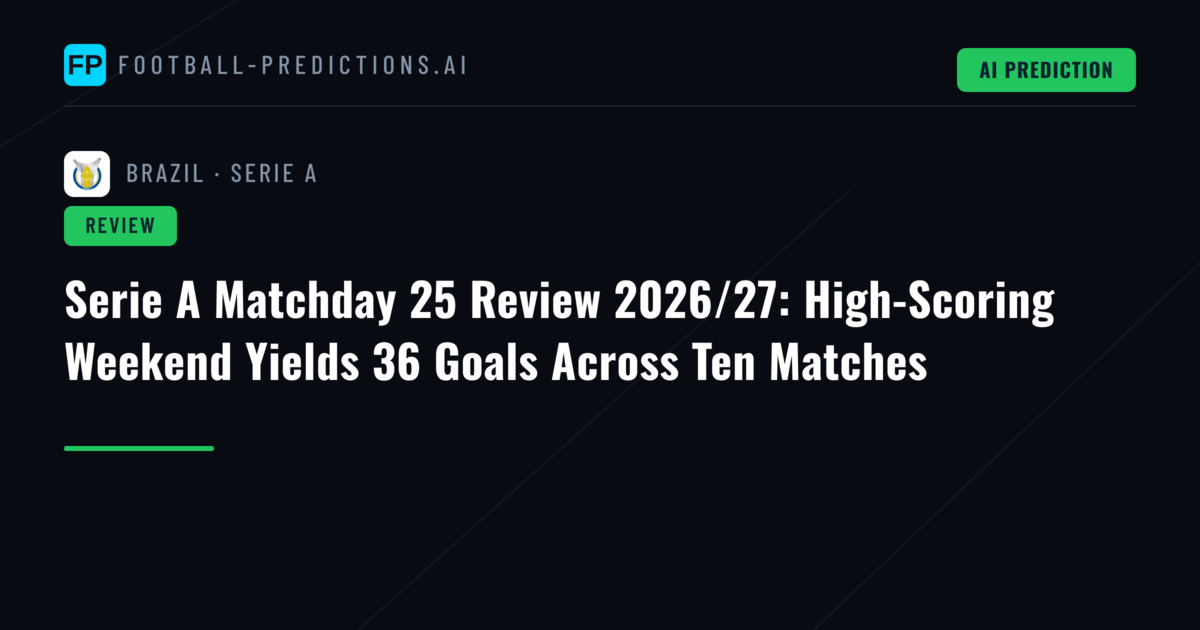 Serie A Matchday 25 Review 2026/27: High-Scoring Weekend Yields 36 Goals Across Ten Matches
