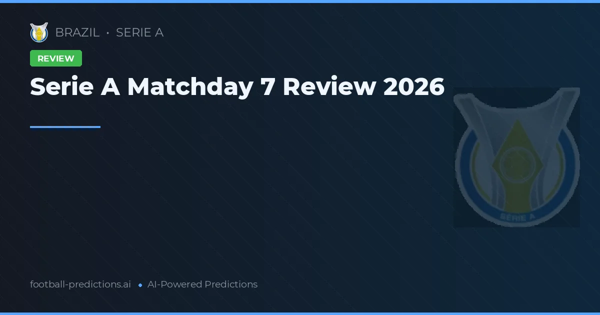 Serie A Matchday 7 Review 2026