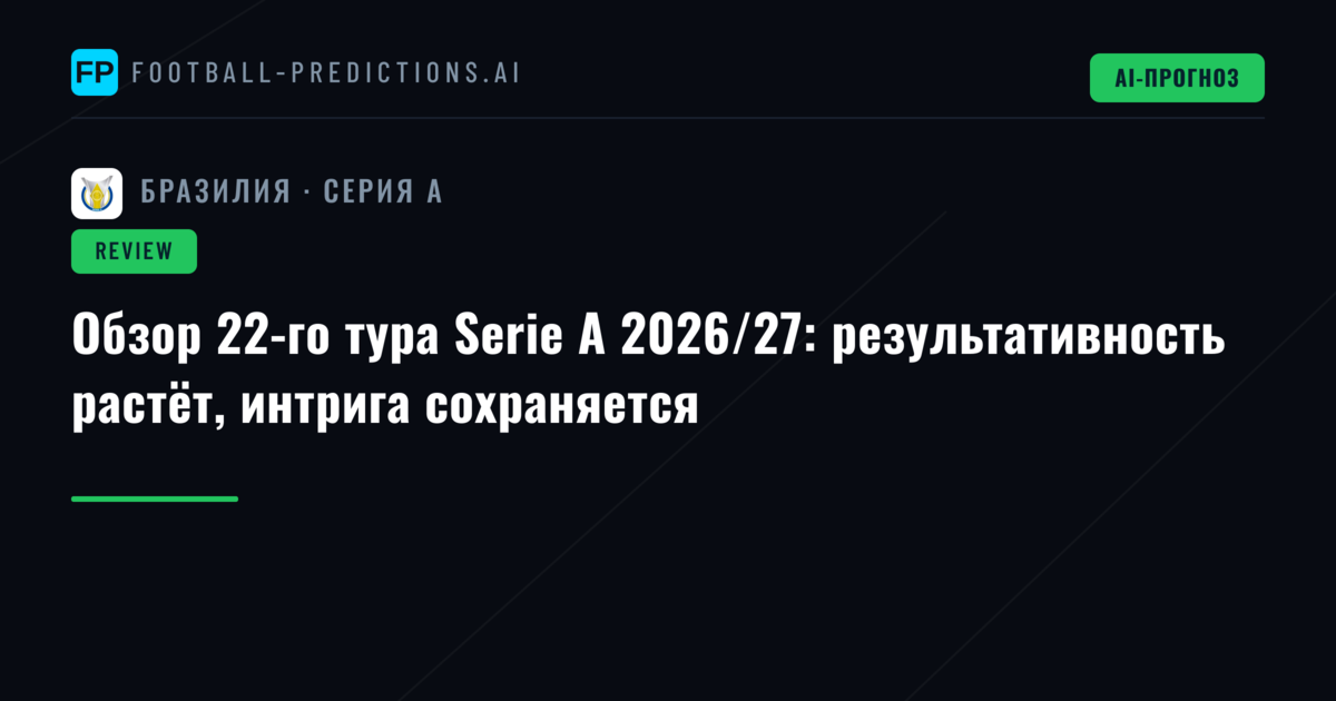 Обзор 22-го тура Serie A 2026/27: результативность растёт, интрига сохраняется