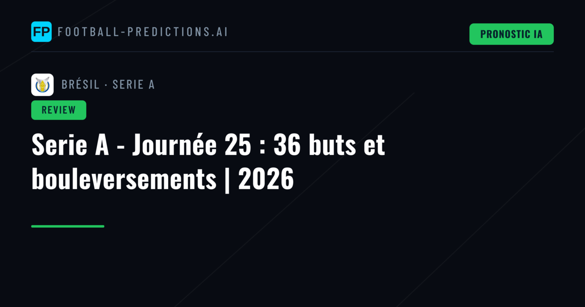 Serie A - Journée 25 : 36 buts et bouleversements | 2026