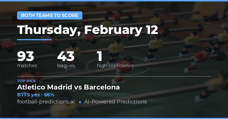 Both Teams to Score Predictions 12 Feb 2026