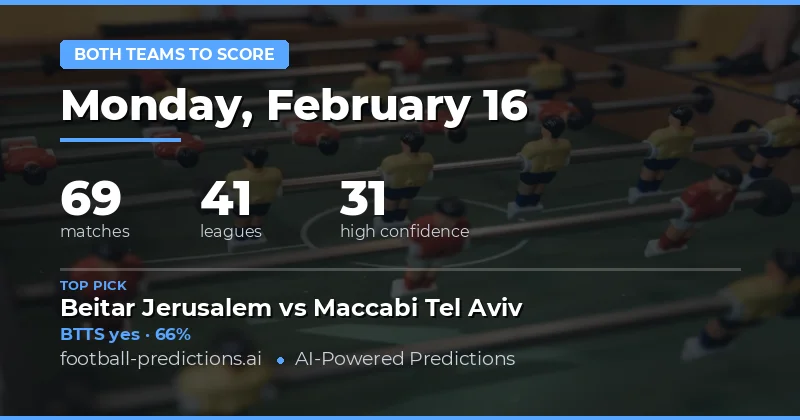 Both Teams to Score Predictions 16 Feb 2026