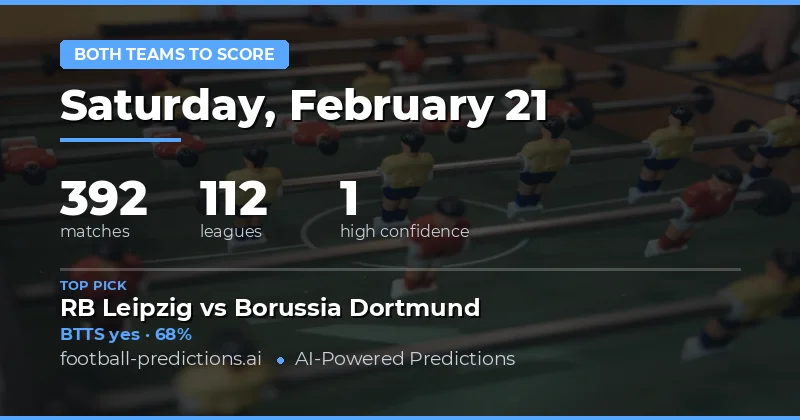 Both Teams to Score Predictions 21 Feb 2026