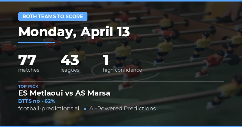 Analysing the BTTS Landscape for 13 April 2026