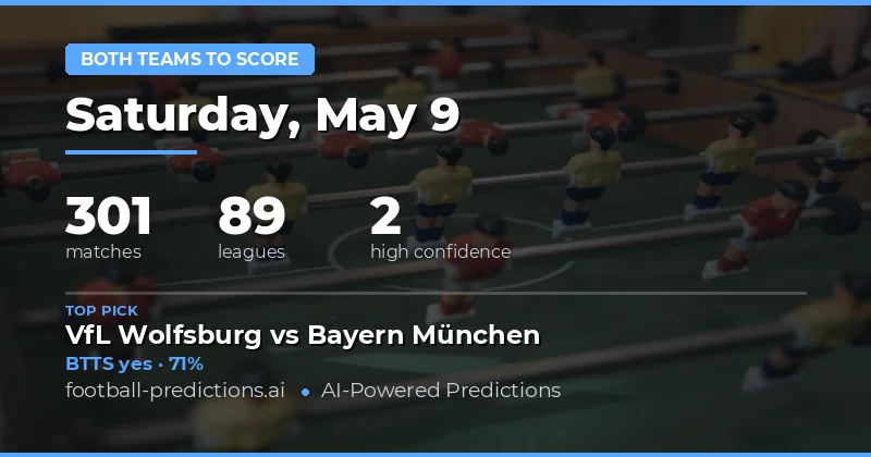 Both Teams To Score Predictions for 9 May 2026