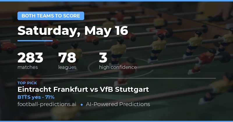 Betting Preview: Both Teams To Score on 16 May 2026