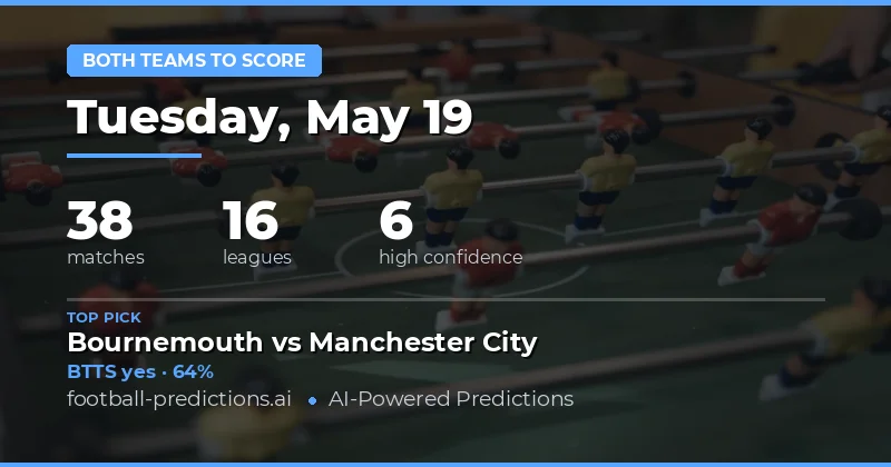Expert Both Teams To Score Tips for 19 May 2026