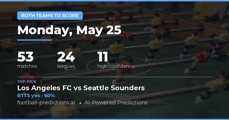 Expert Both Teams to Score Tips for 25 May 2026