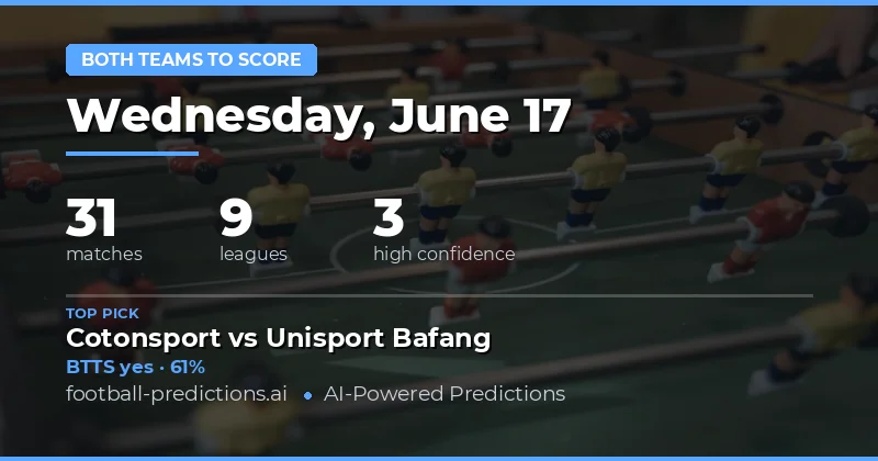 Top Both Teams to Score Picks for 17 Jun 2026