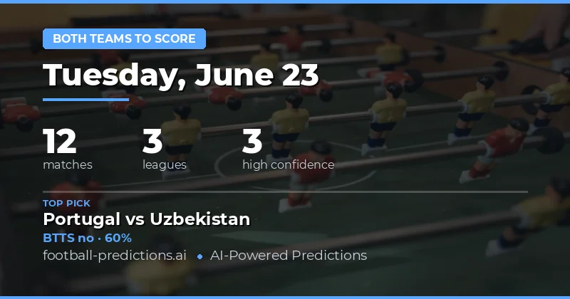 Top Both Teams to Score Picks for 23 Jun 2026