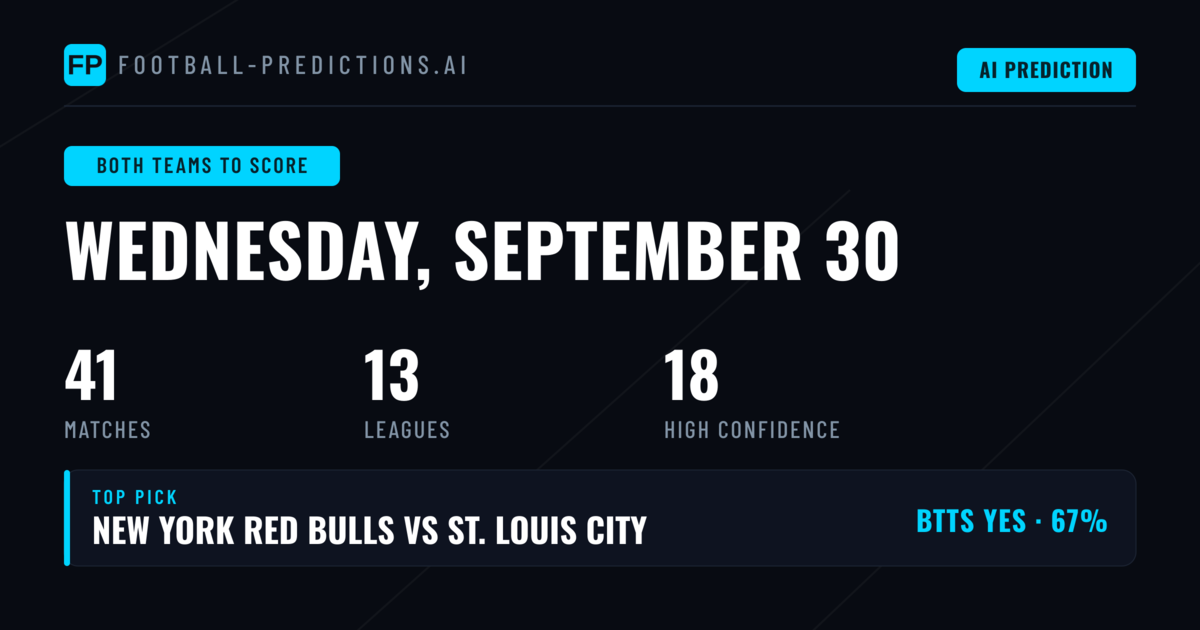 Top Both Teams to Score Picks for 30 Sep 2026