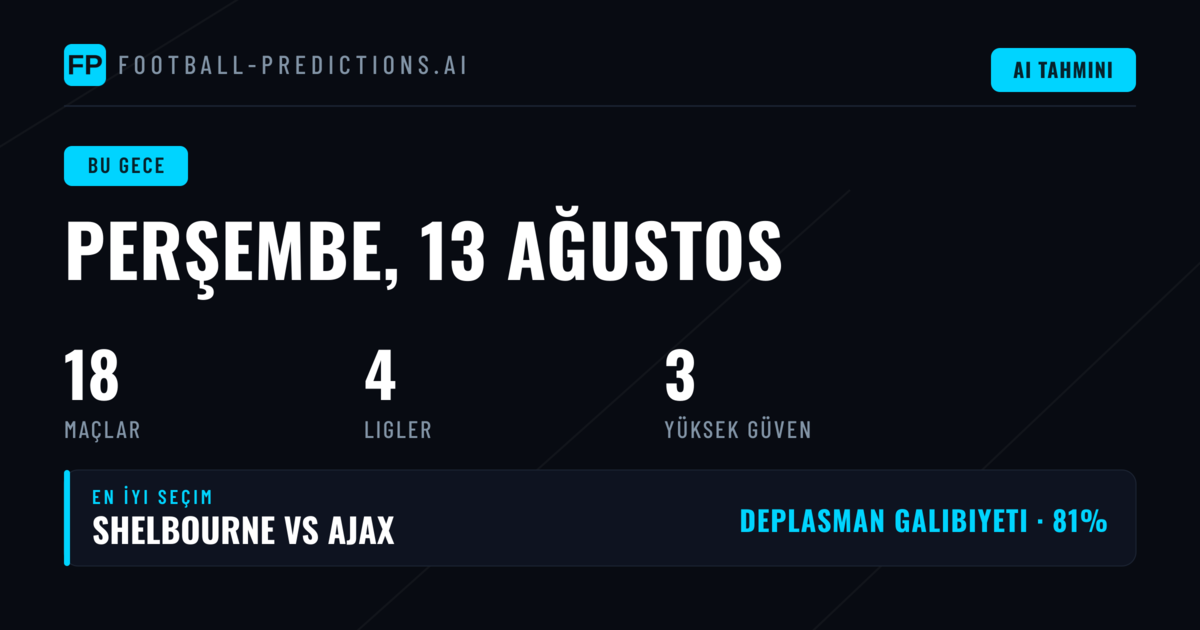 Perşembe 13 Ağu 2026 İçin Top Picks