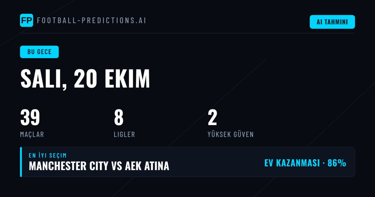 Salı günü 20 Eki 2026 için En İyi Seçimler