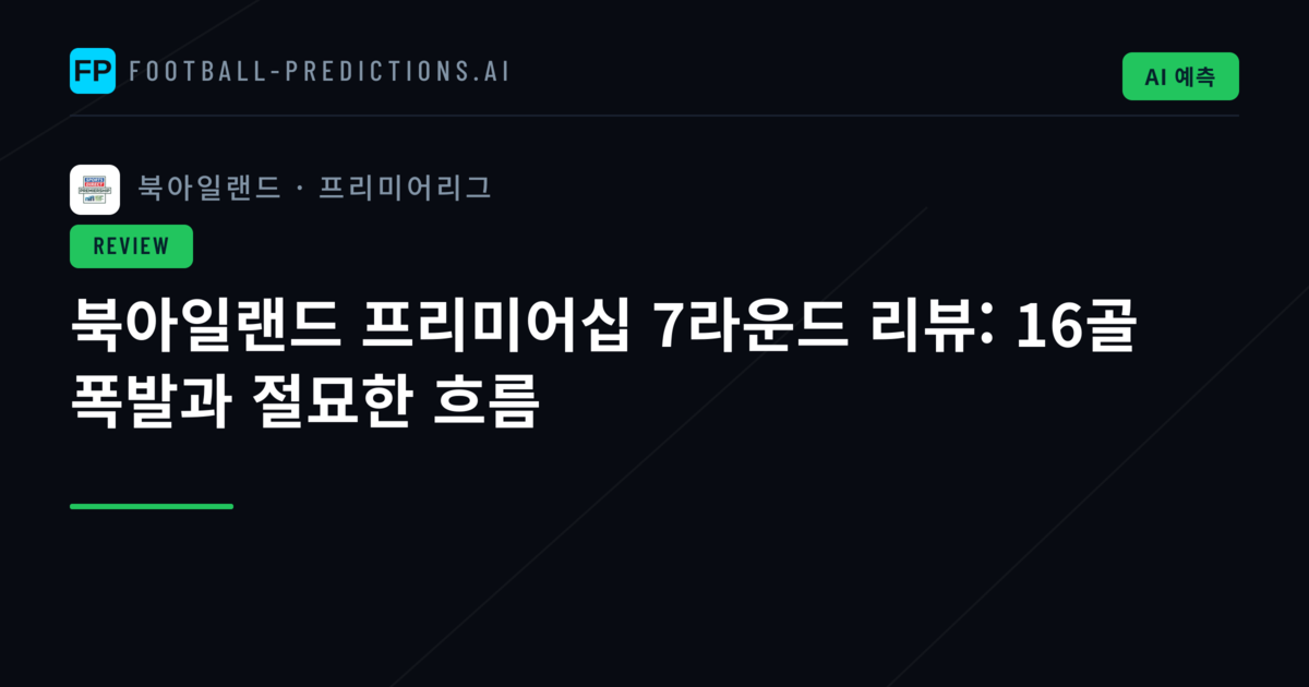 북아일랜드 프리미어십 7라운드 리뷰: 16골 폭발과 절묘한 흐름