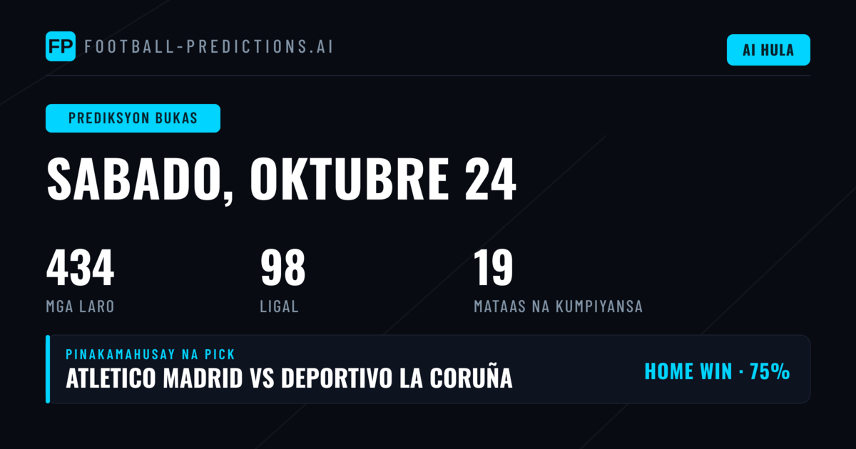 Malawak na saklaw para sa prediksyon sa Sabado