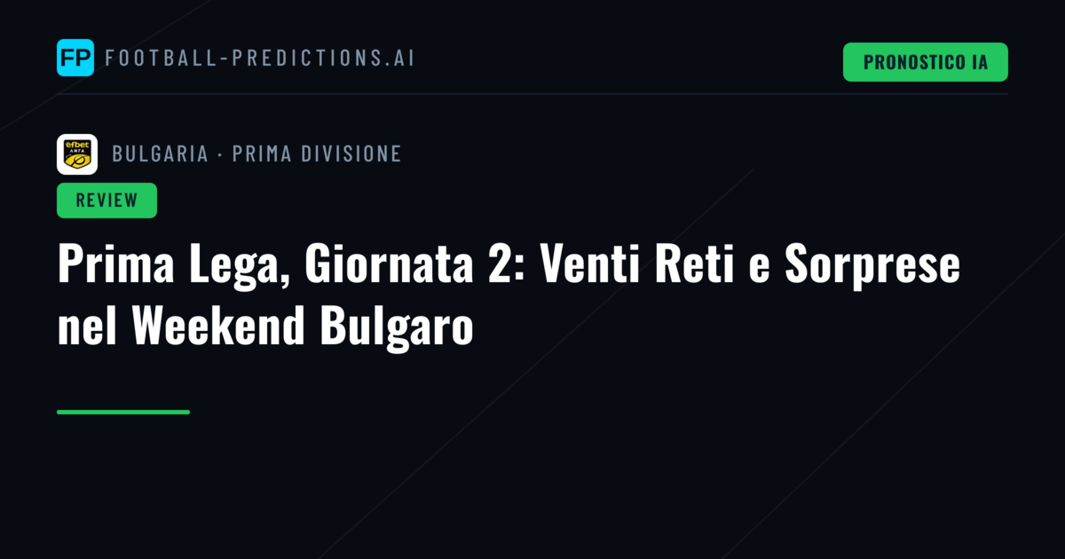 Prima Lega, Giornata 2: Venti Reti e Sorprese nel Weekend Bulgaro