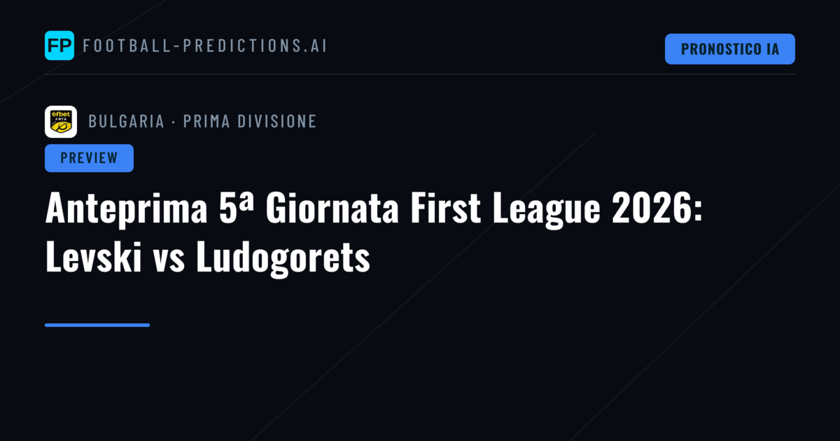 Anteprima 5ª Giornata First League 2026: Levski vs Ludogorets