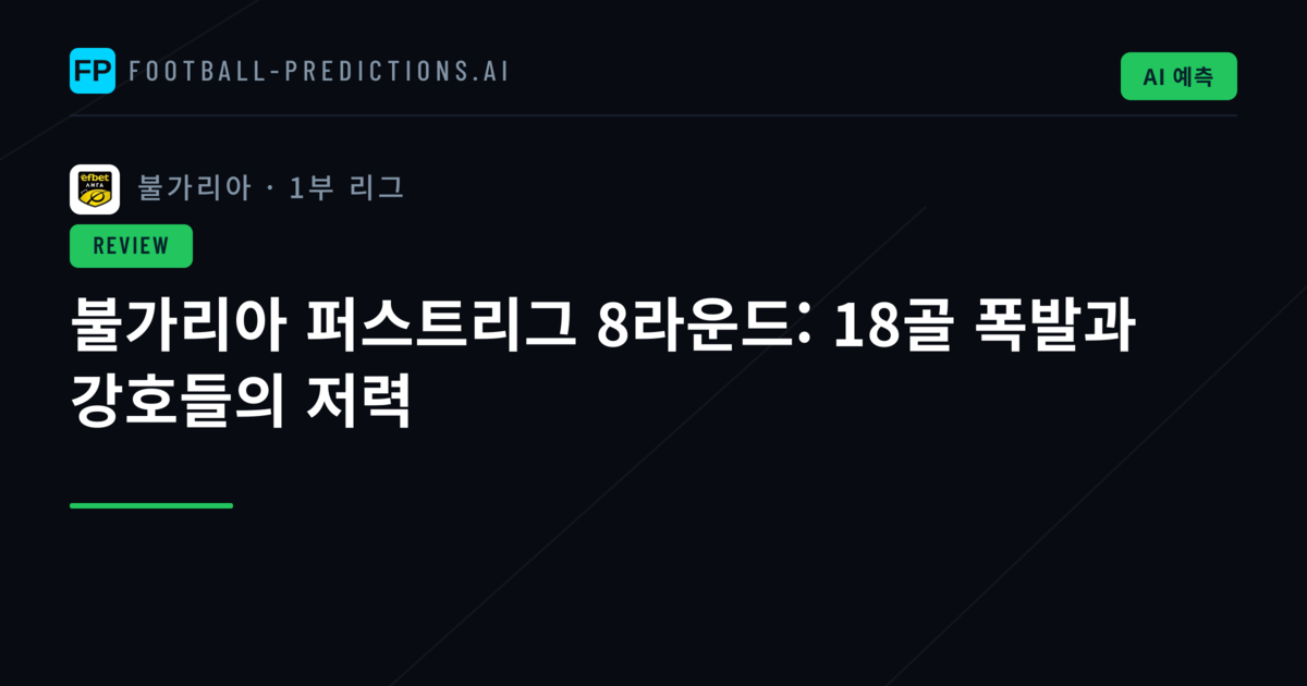 불가리아 퍼스트리그 8라운드: 18골 폭발과 강호들의 저력