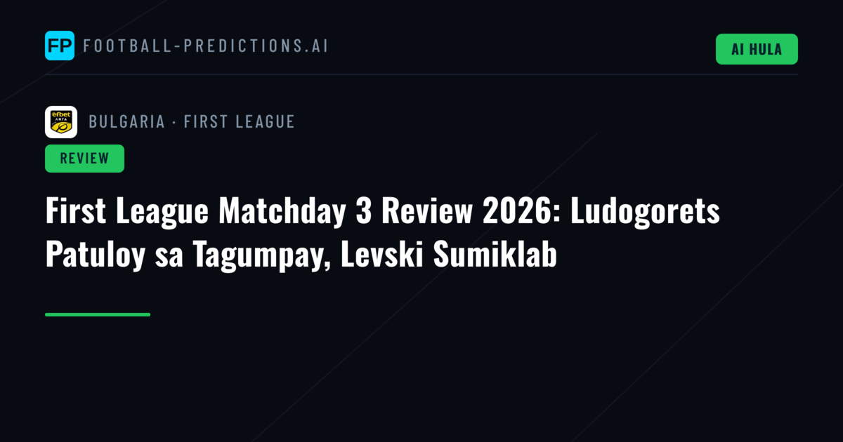 First League Matchday 3 Review 2026: Ludogorets Patuloy sa Tagumpay, Levski Sumiklab