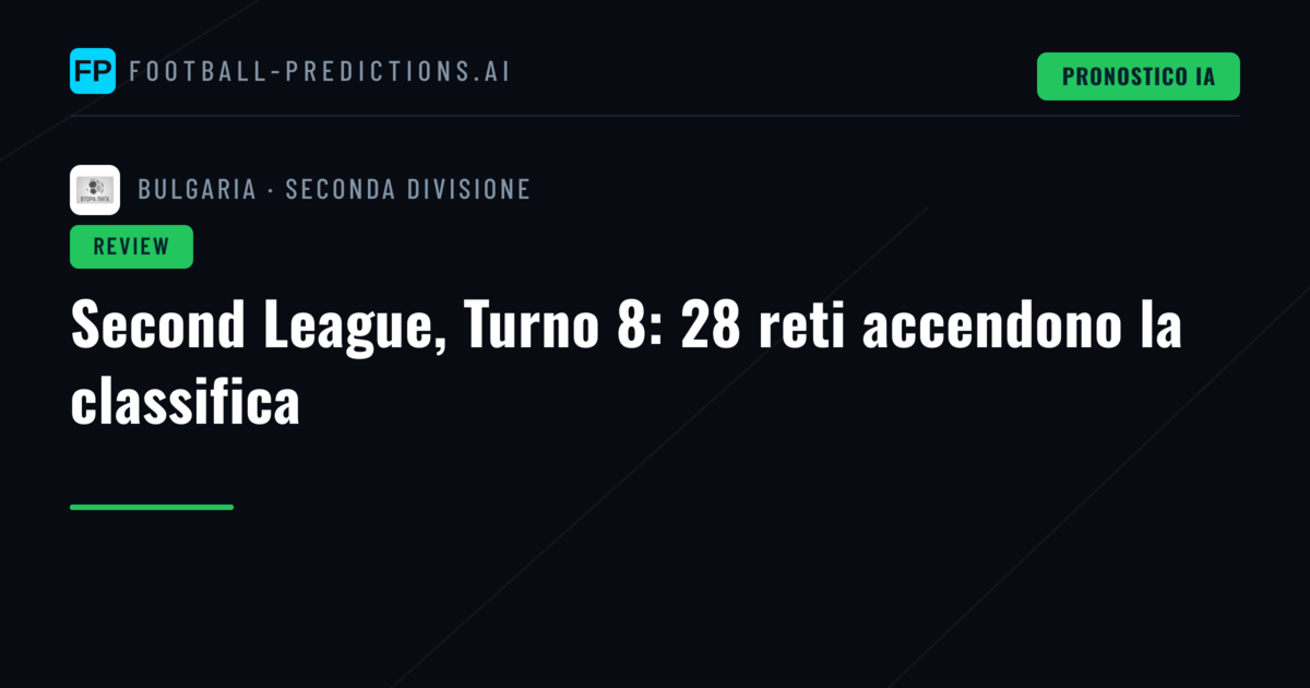 Second League, Turno 8: 28 reti accendono la classifica