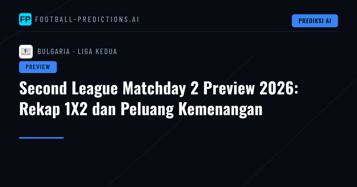 Second League Matchday 2 Preview 2026: Rekap 1X2 dan Peluang Kemenangan