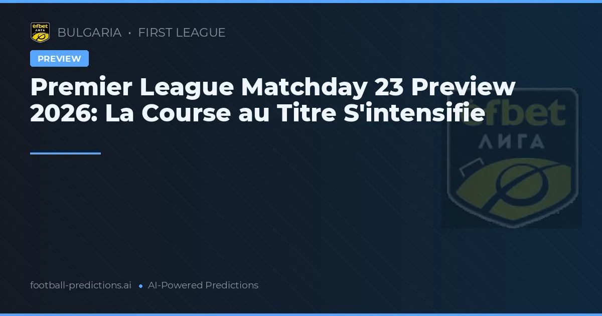 Premier League Matchday 23 Preview 2026: La Course au Titre S'intensifie